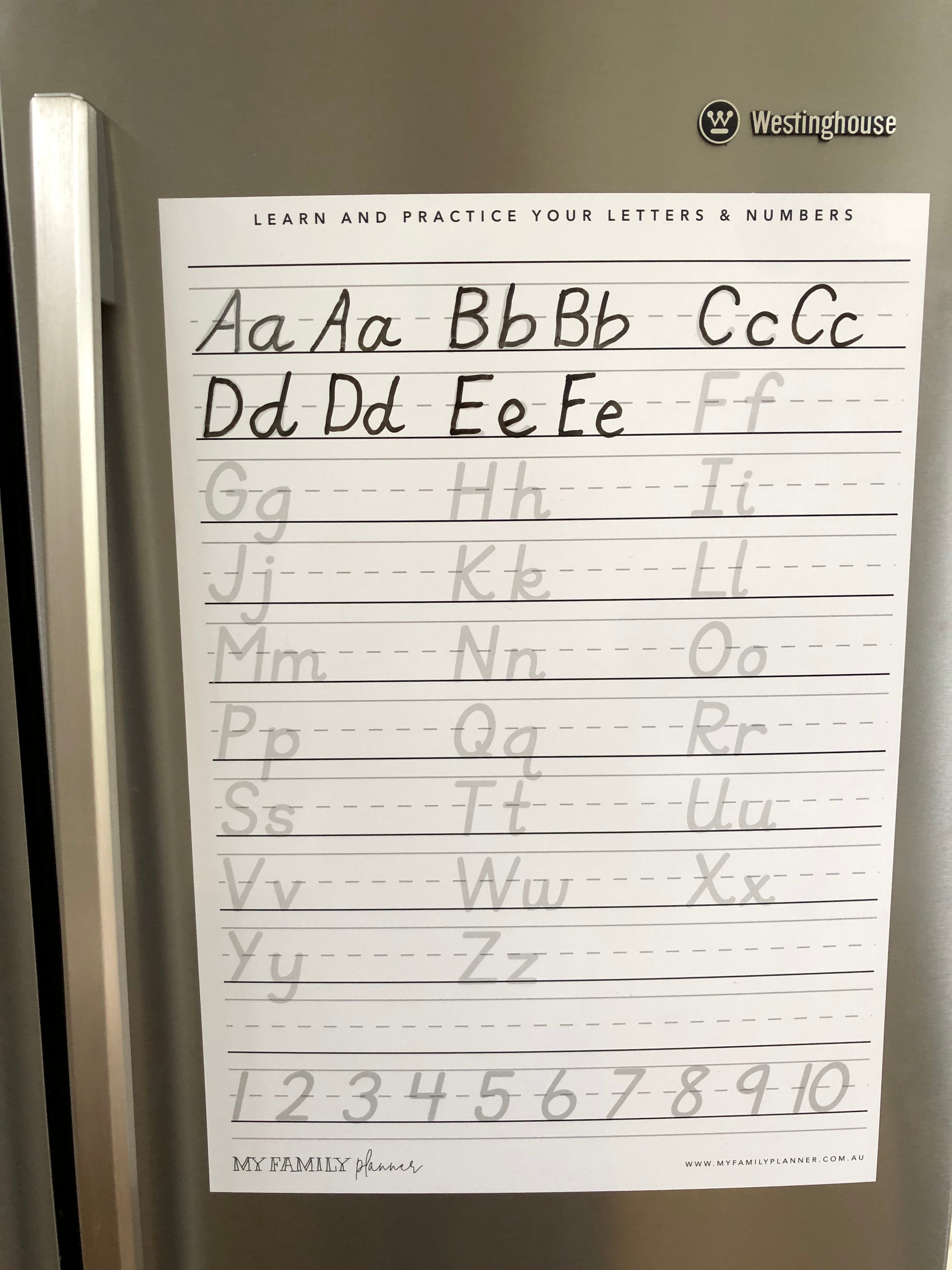Magnetic Alphabet Writing Practice Sheet