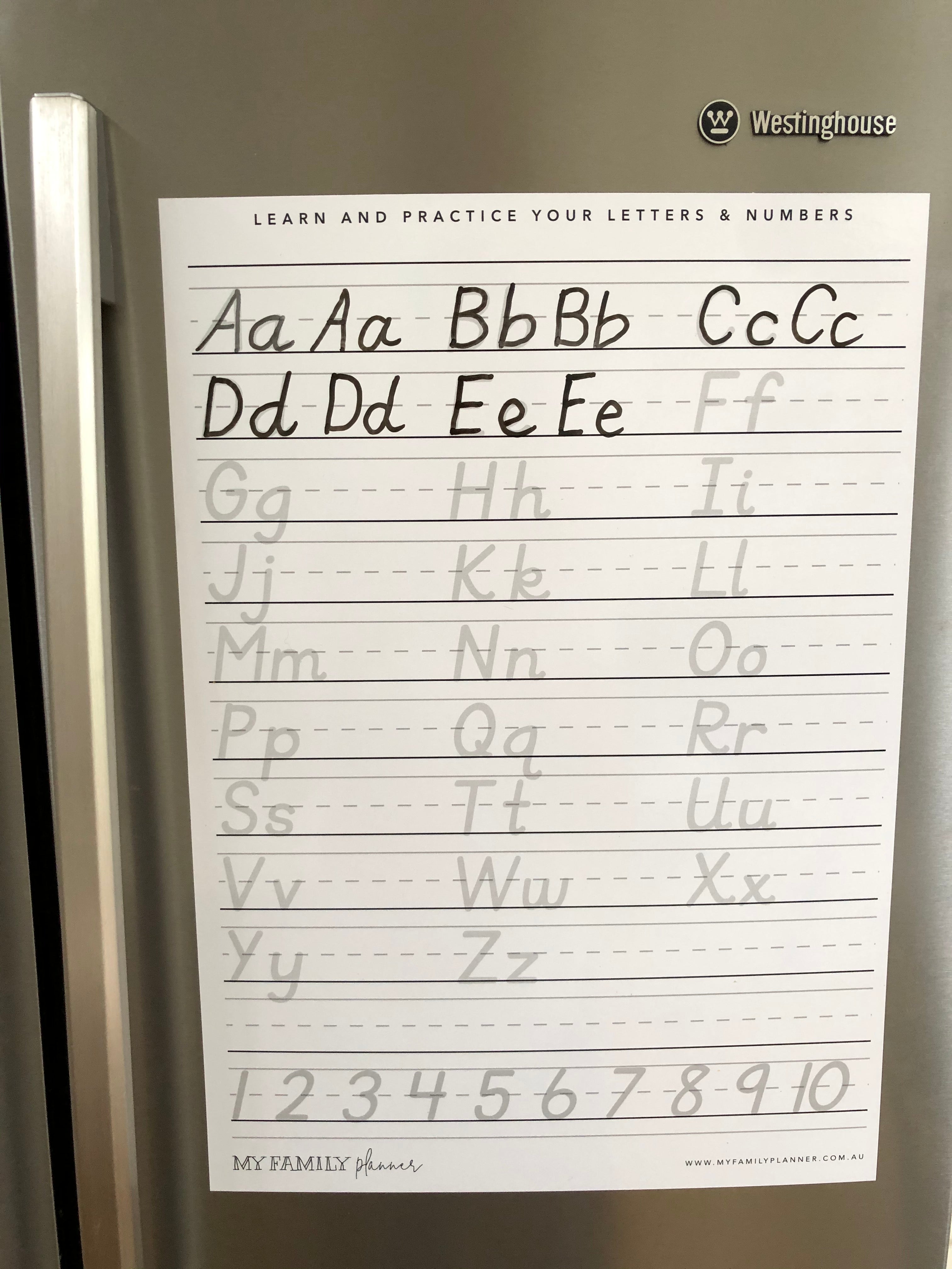 Magnetic Alphabet Writing Practice Sheet