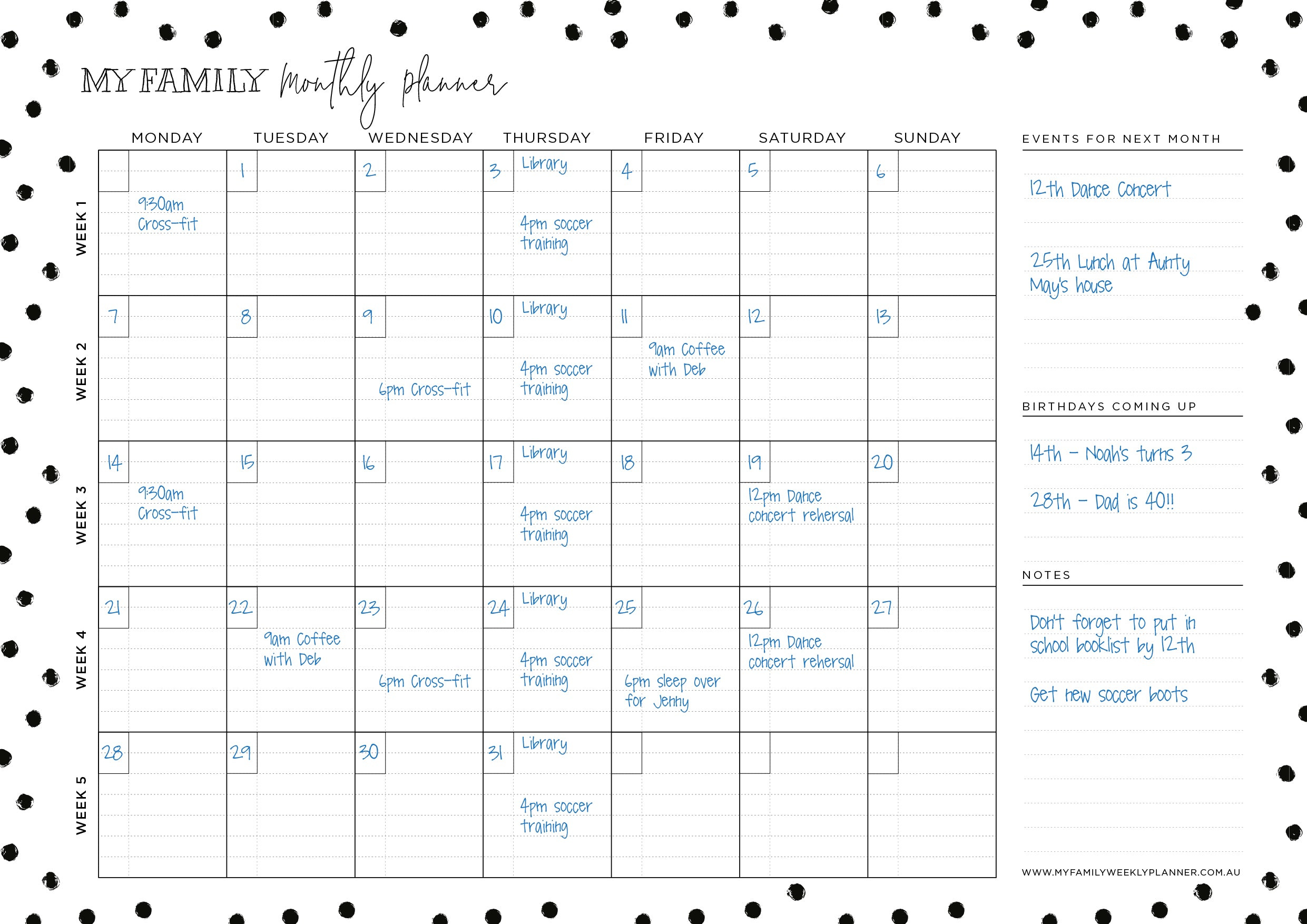 Magnetic Monthly Planner - Landscape