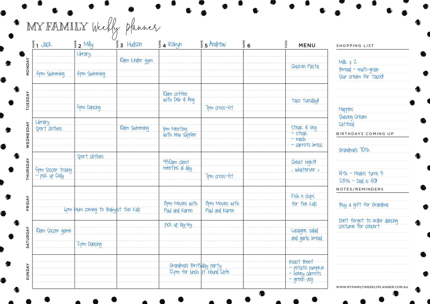 Magnetic Weekly Planner - Landscape