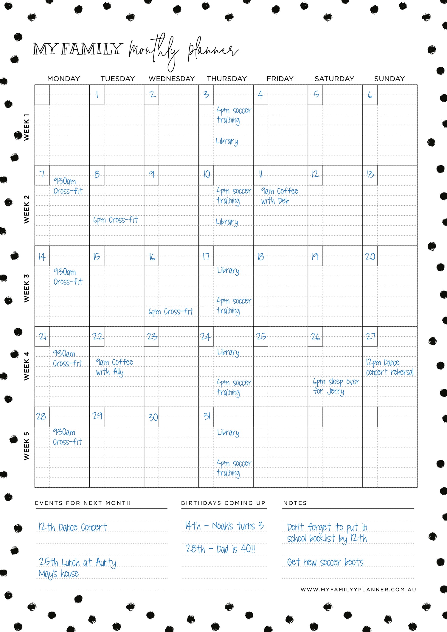 Magnetic Monthly Planner - Portrait