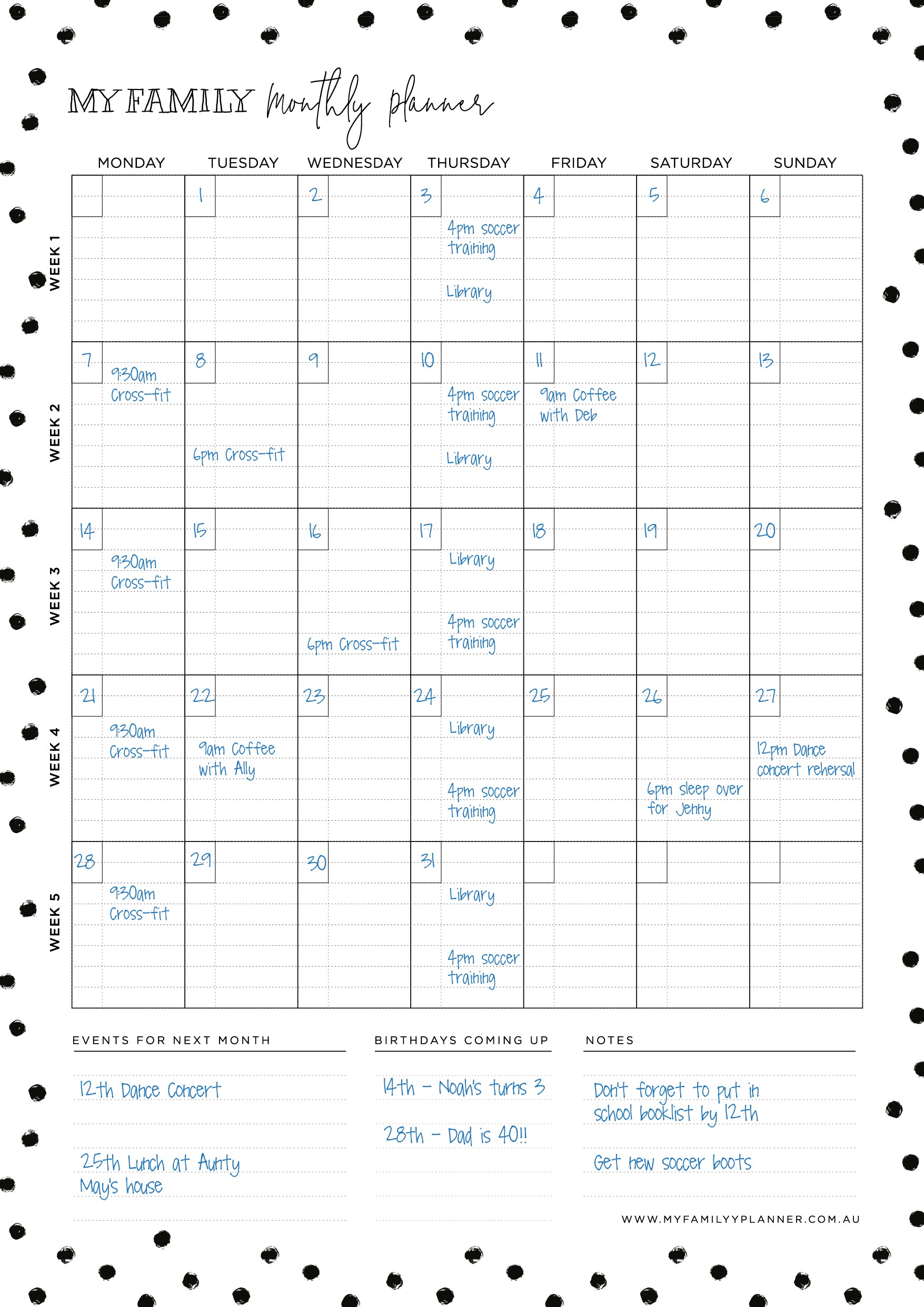 Magnetic Monthly Planner - Portrait