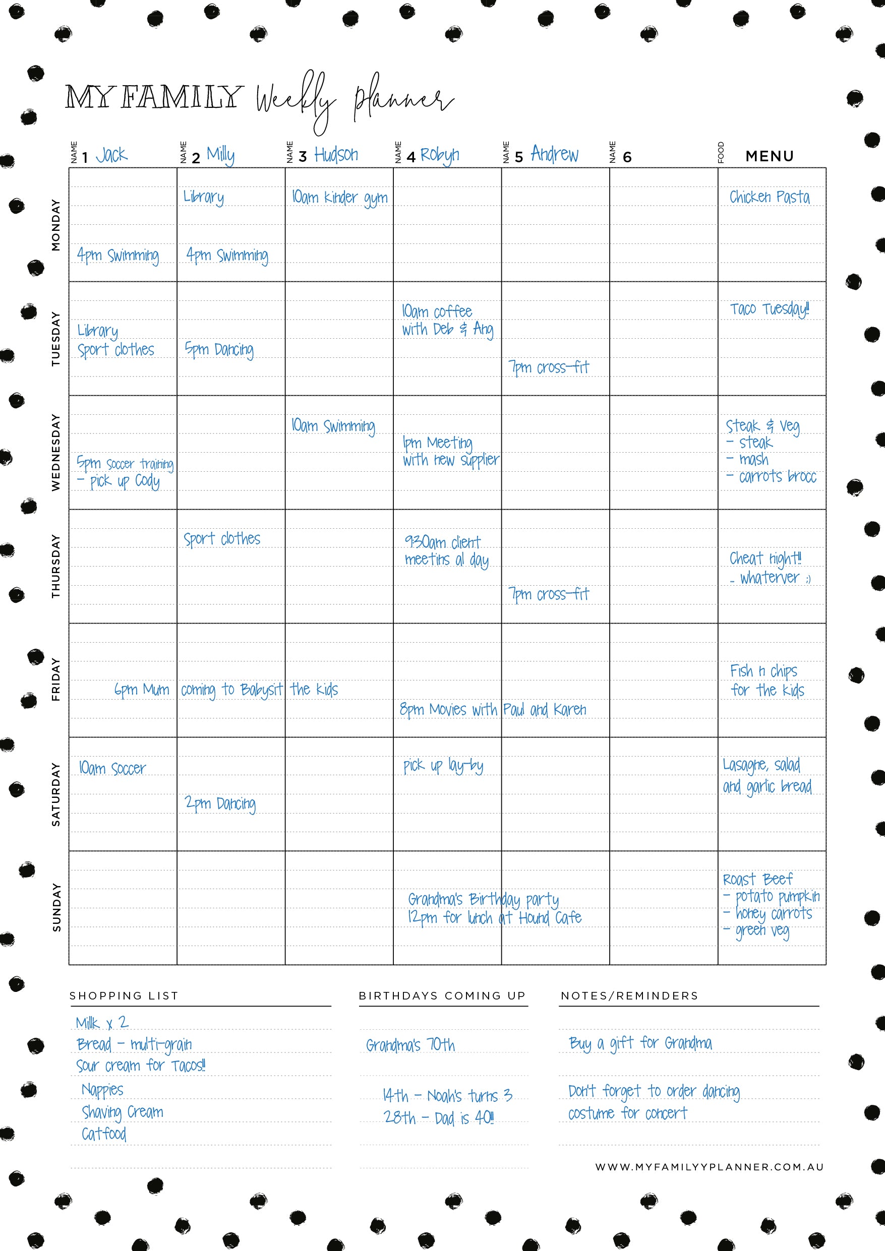 Magnetic Weekly Planner - Portrait
