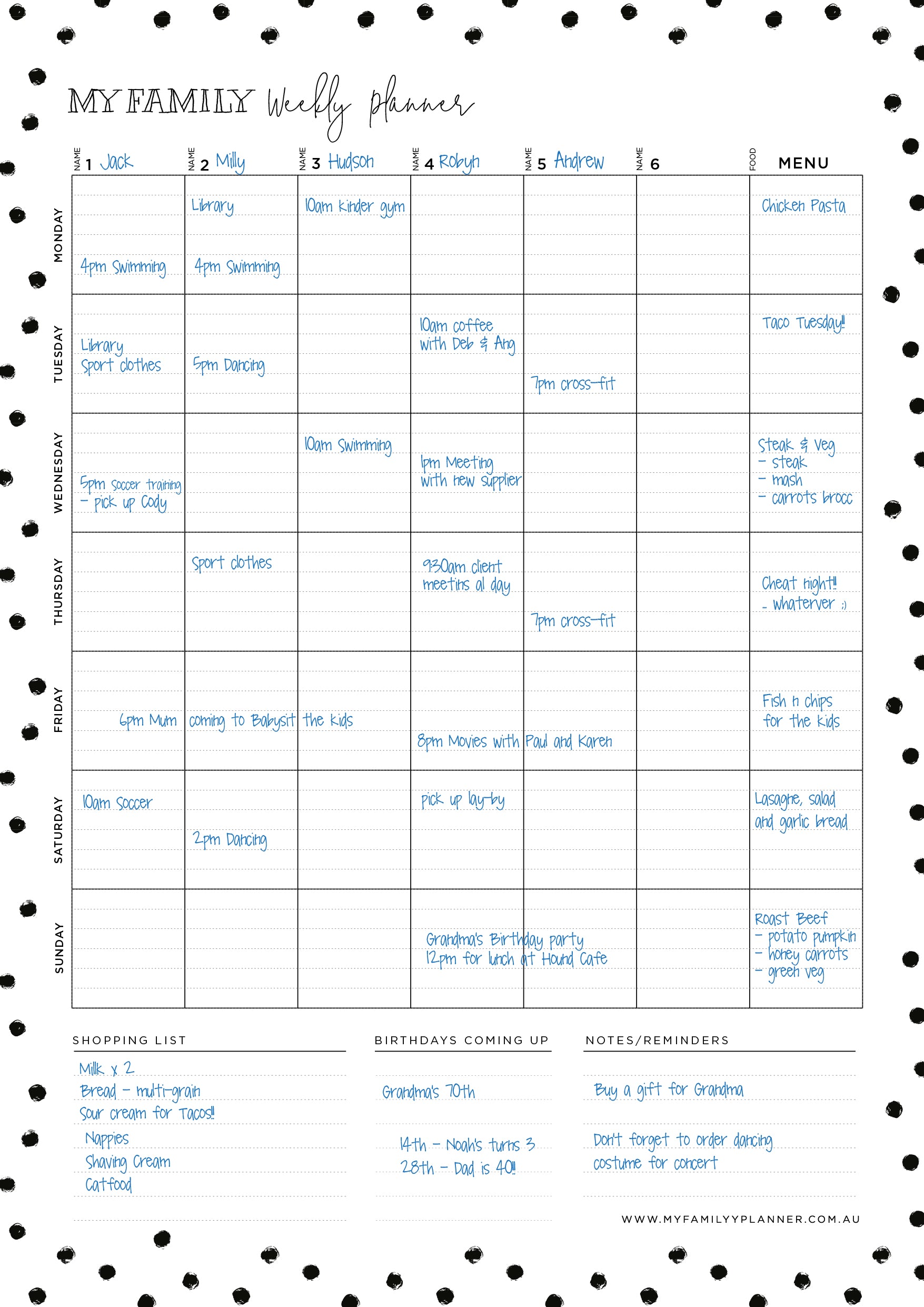 Magnetic Weekly Planner - Portrait