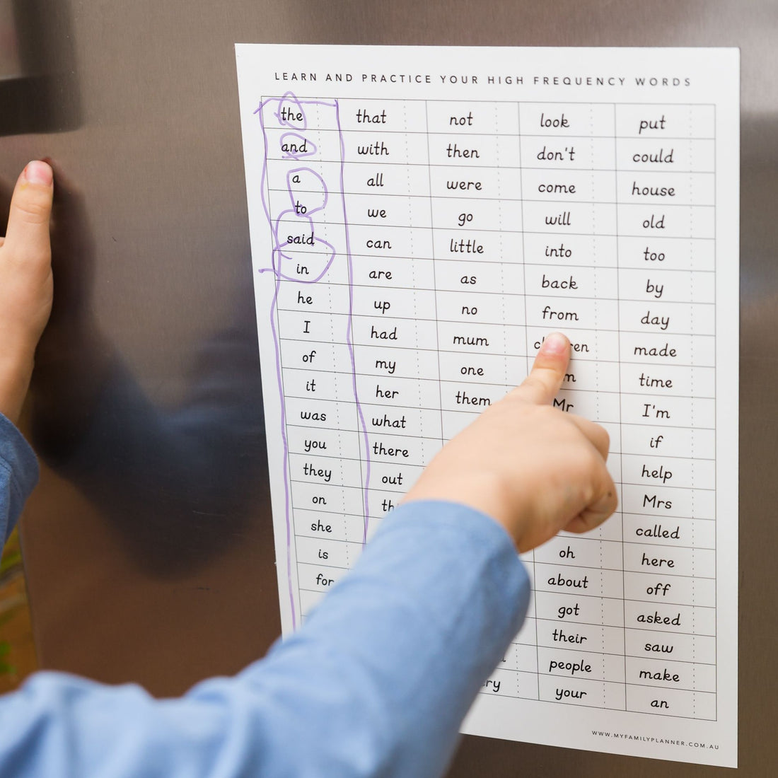 Magnetic High Frequency Word List