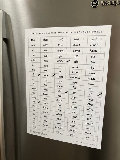 Magnetic High Frequency Word List